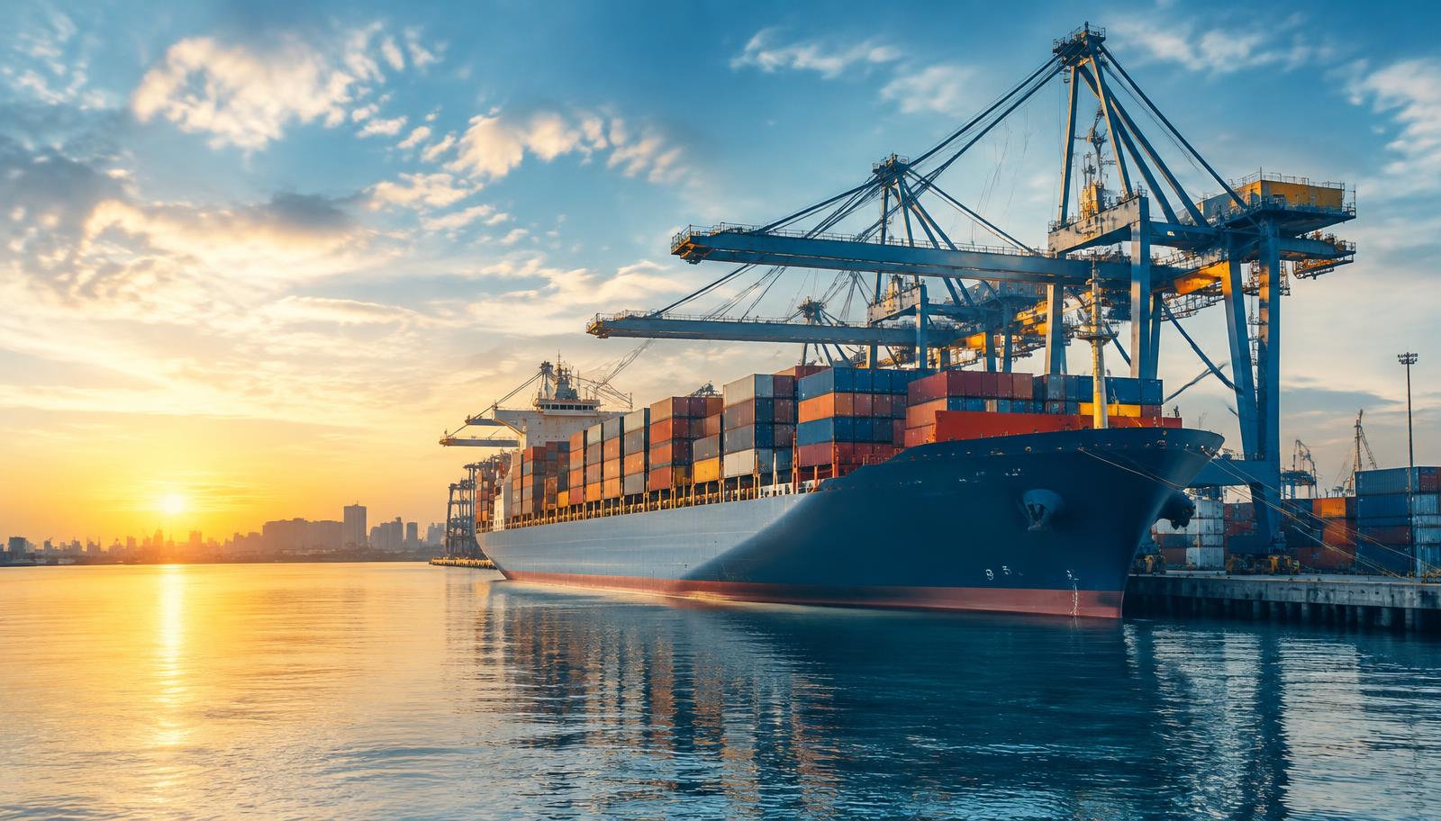 Container ship at port